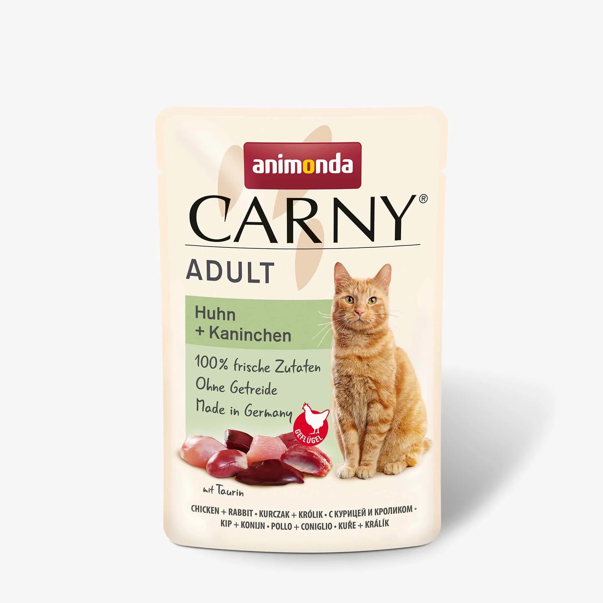 Animonda Carny Adult Chicken and Rabbit, Kissan märkäruoka, 85 g – Animonda