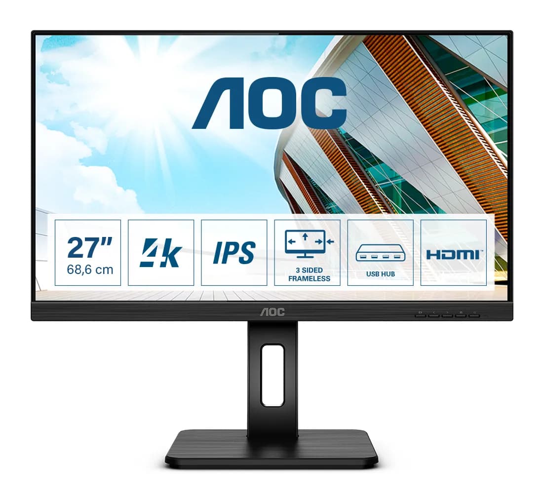 AOC 27" U27P2, 4K UHD, IPS -näyttö – AOC