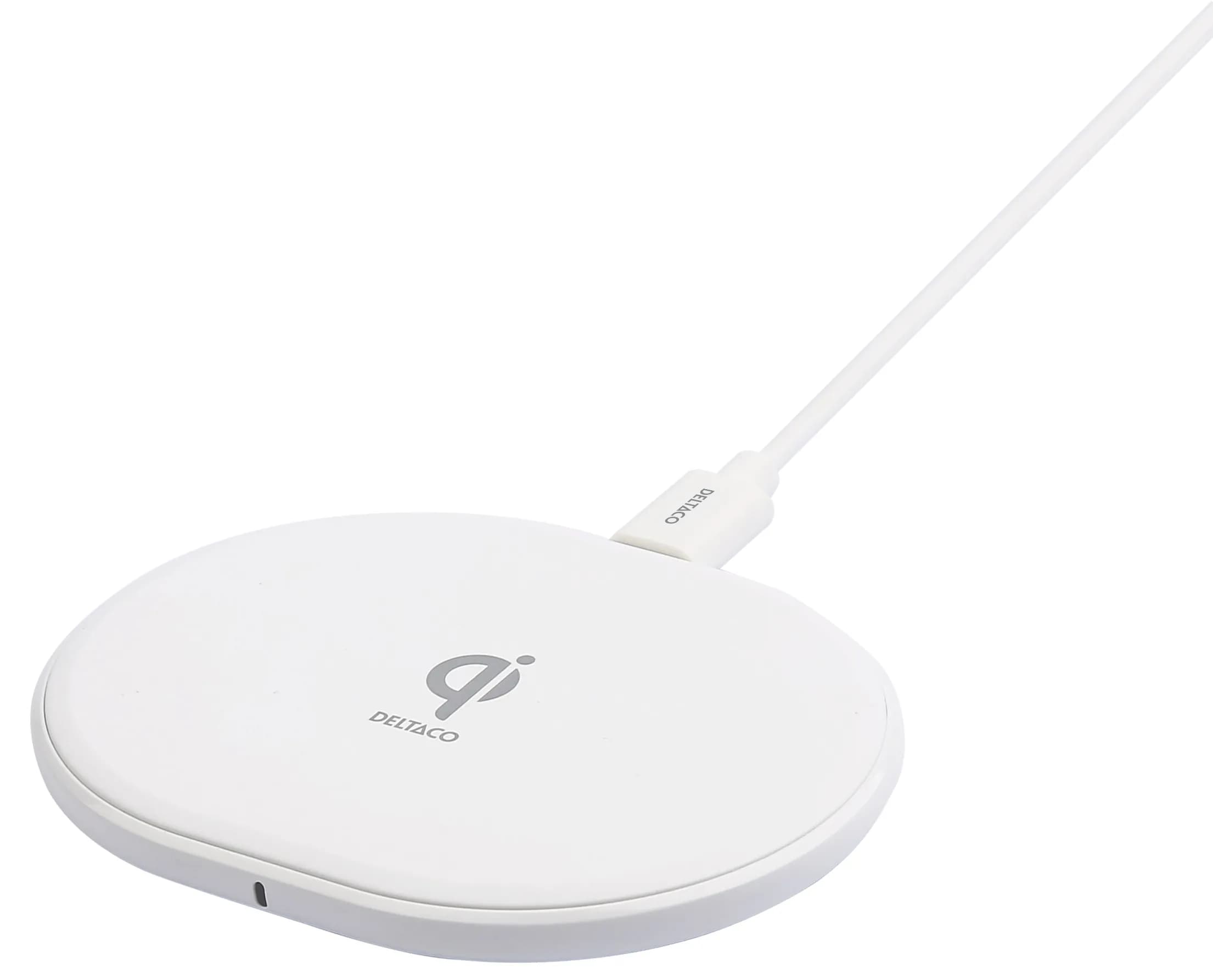 DELTACO wireless charger, 10 W, USB-C, Qi certified, white