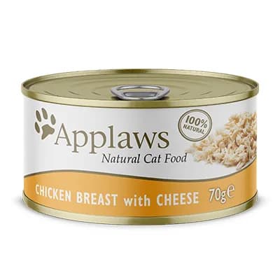 Applaws Chicken Breast with Cheese in Broth, Kissan märkäruoka, Adult, 70 g – Applaws