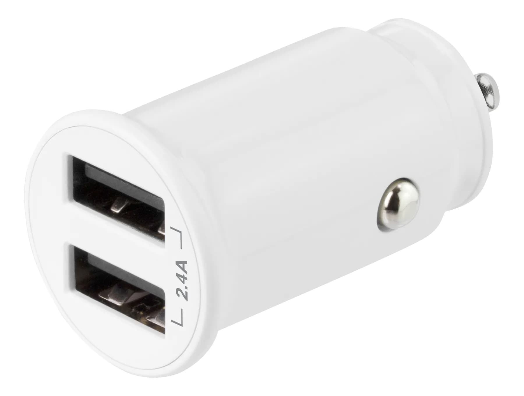 DELTACO 12/24 V USB-billadare med kompakt storlek och dubbla USB-A por