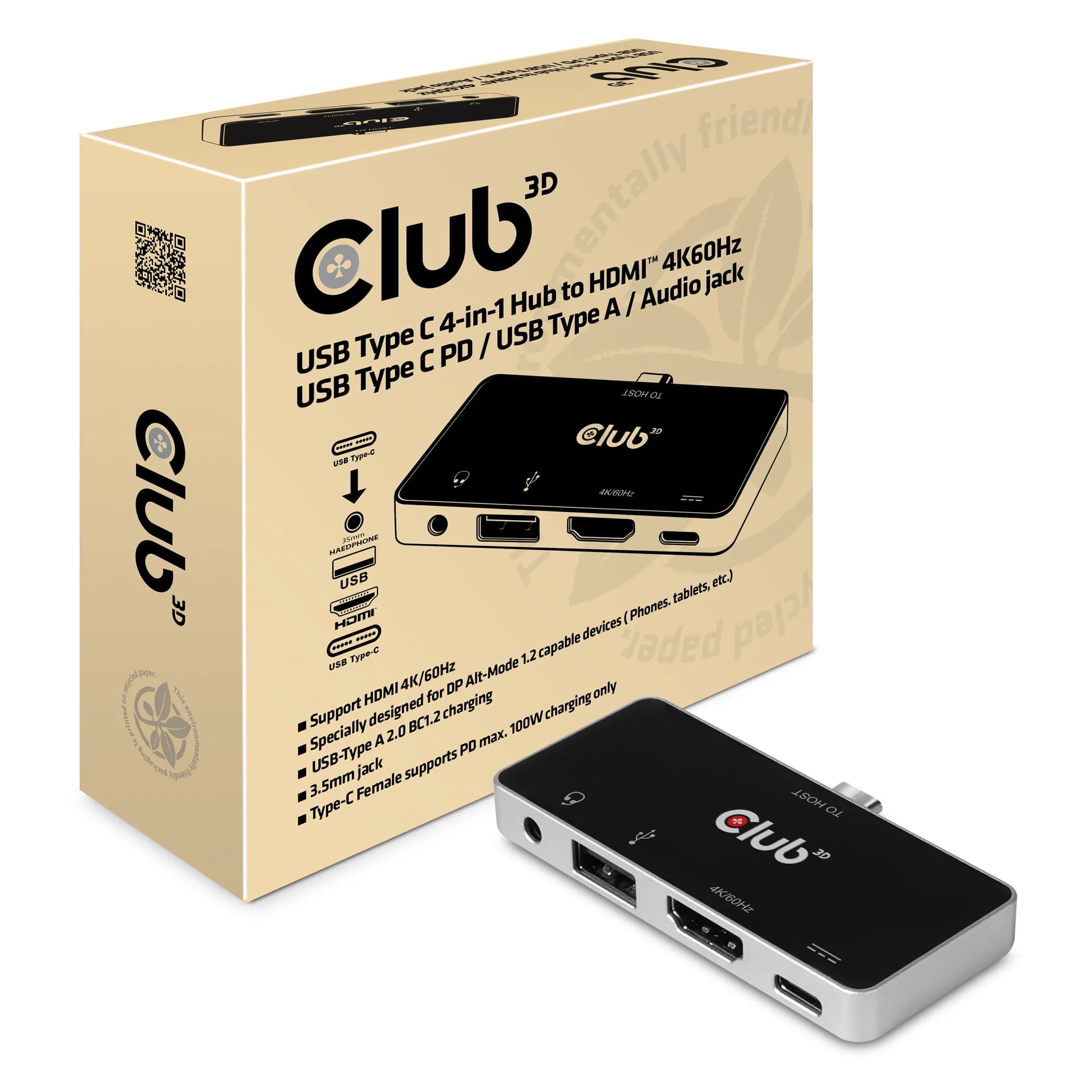 Club 3D USB-C 3.1 Gen1 4-in-1 -hubi – Club 3D