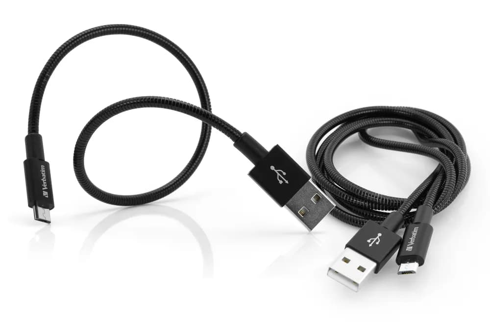 Verbatim Sync & Charge Micro USB -kaapeli, 1 m & 0,3 m, musta, 2 kpl