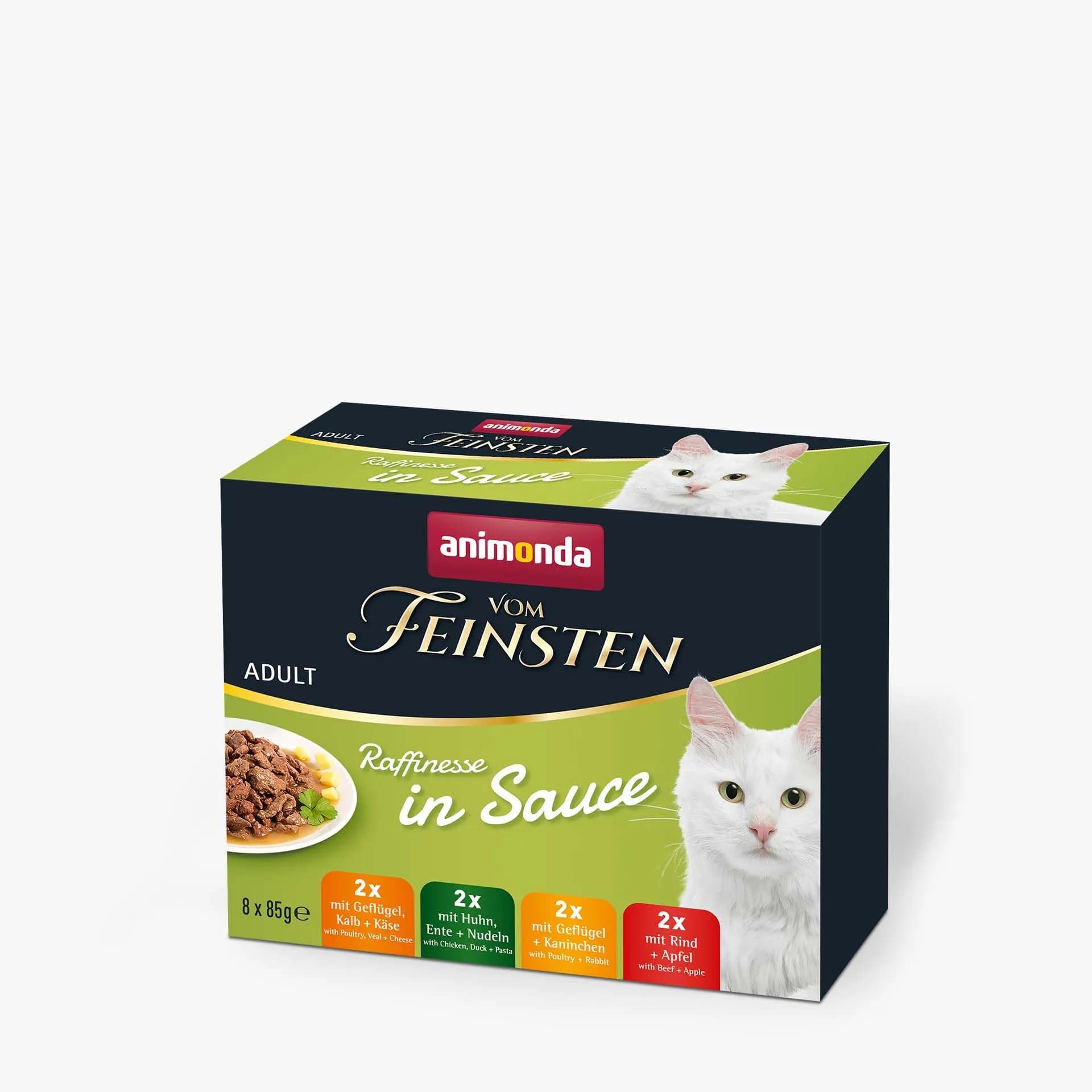 Animonda Vom Feinsten Adult Raffinesse in Sauce Mixpack, Kissan märkäruoka, 8 x 85 g – Animonda