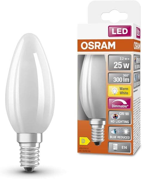 OSRAM LED Superstar Classic P Mini-Ball 25 watin vastaava 1,8 wattia 2700 kelviniä lämmin valkoinen himmeä E14 himmennettävä