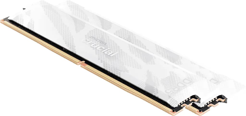 Crucial Pro OC 32 Gt (2 x 16 Gt) DDR5 6400 MHz, CL32 -muisti, valkoinen (XMP/EXPO)