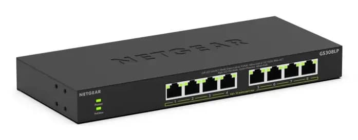 NETGEAR GS308LP - Hallitsematon 8-porttinen Gigabit PoE+ -kytkin, Musta