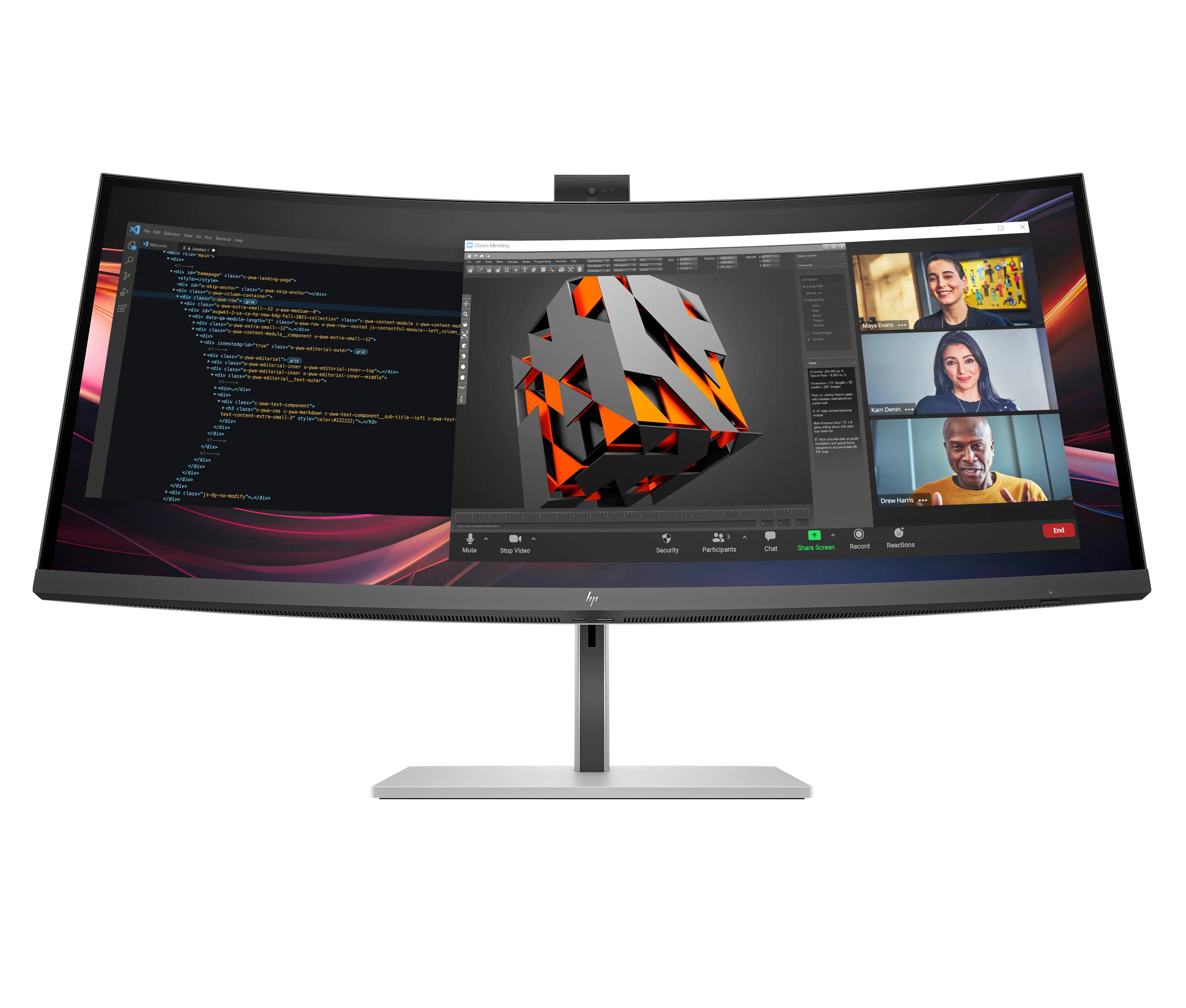 HP Series 7 Pro 734pm 34" UWQHD, IPS -kaareva näyttö, Thunderbolt 4 hub – HP INC