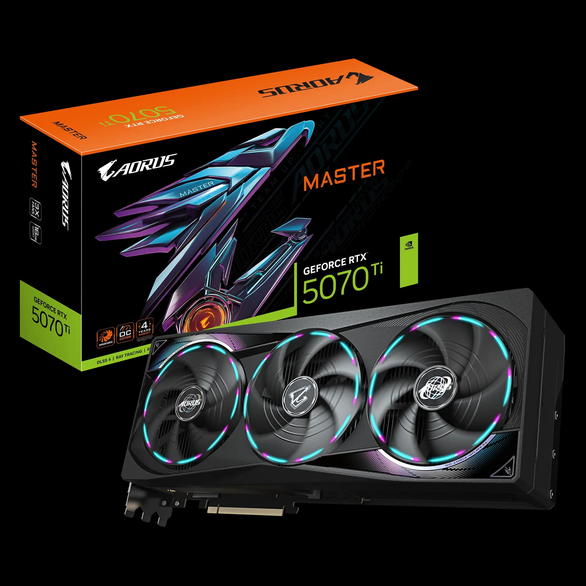 Gigabyte GeForce RTX 5070 Ti AORUS MASTER 16 Gt OC -näytönohjain – Gigabyte