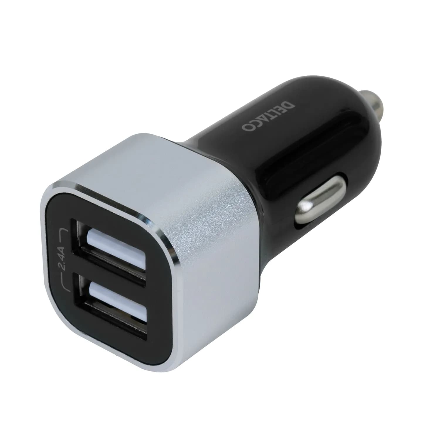 DELTACO USB car charger, 2x USB-A, 2,4 A, total 17 W