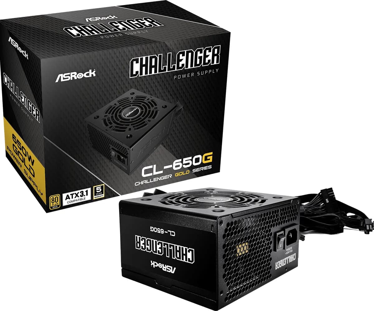 ASRock Challenger CL-650G 650W -virtalähde, 80 Plus Gold – ASRock