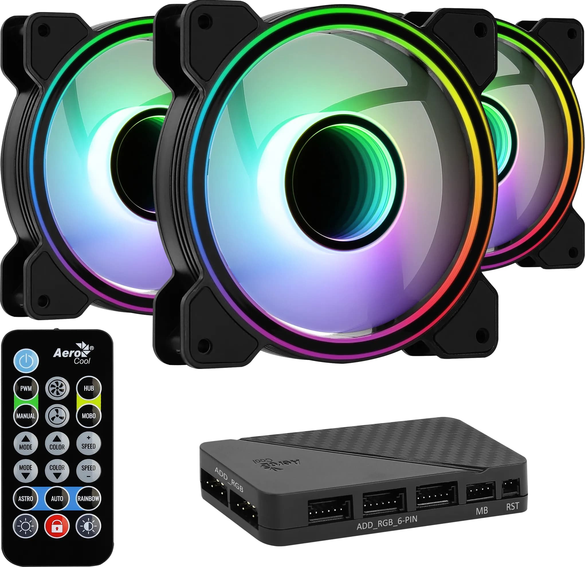 AeroCool Mirage 12 ARGB Pro 120 mm -kotelotuuletinsarja, 3 kpl - Musta – AEROCOOL