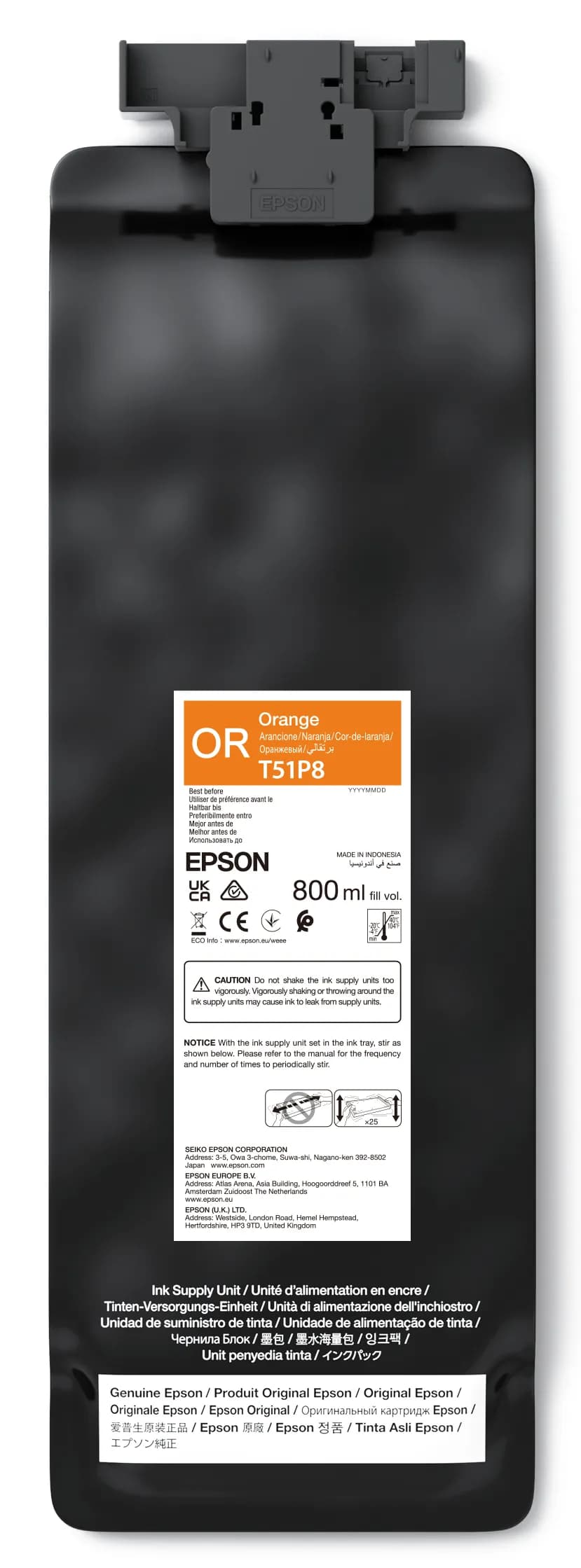 EPSON UltraChrome GS3 T51P800 -mustekasetti, 800 ml, oranssi