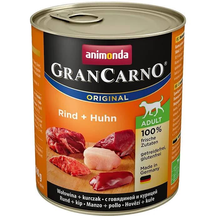 Animonda GranCarno Adult Beef with Chicken, Koiran märkäruoka, Viljaton, 800 g – Animonda