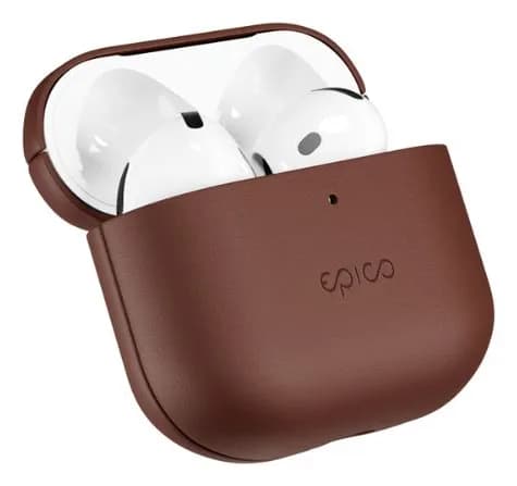 Epico Leather Case, AirPods (4th Gen) -suojakuori, Ruskea