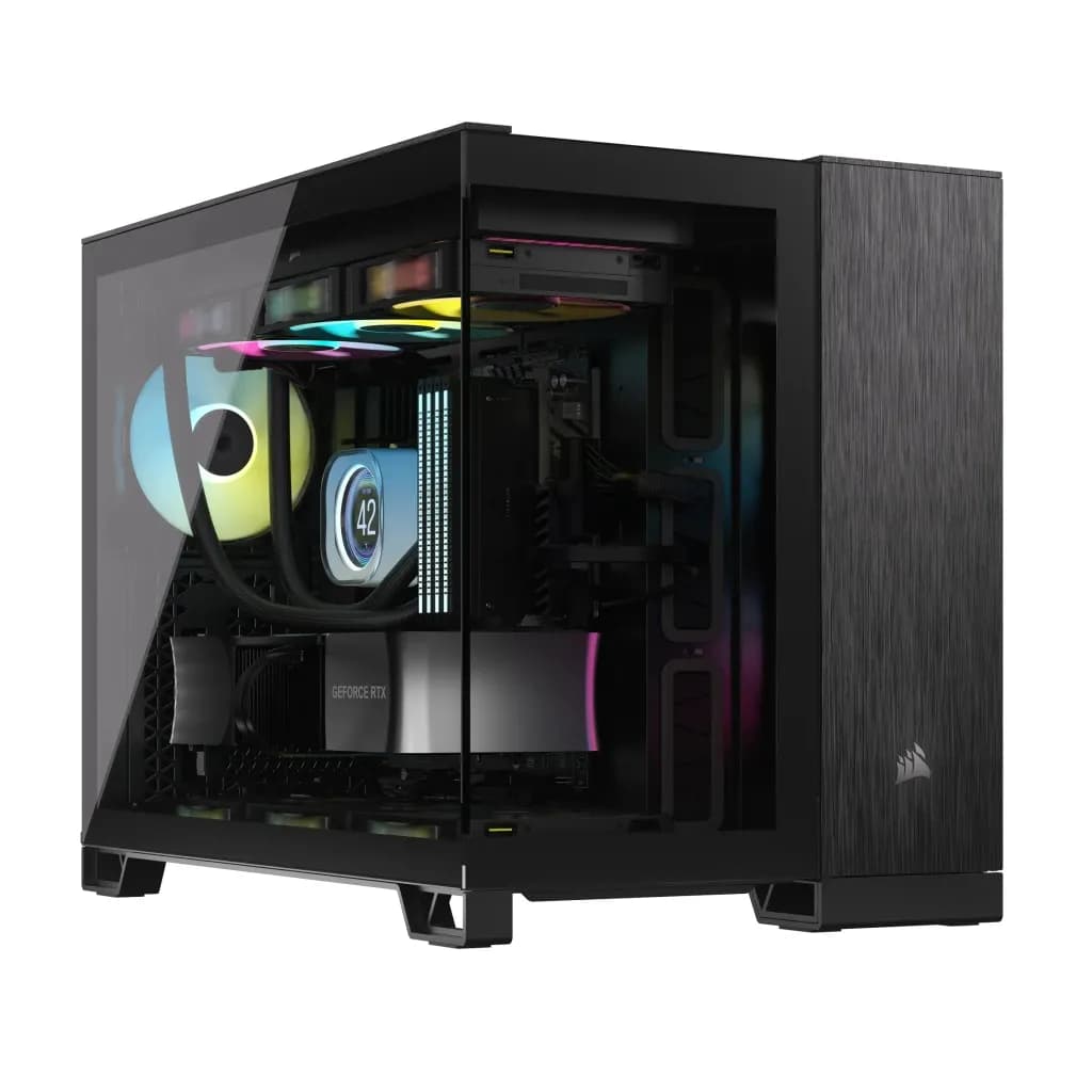 CORSAIR 2500X -micro-ATX-kotelo ikkunalla, musta/Obsidian Aluminum