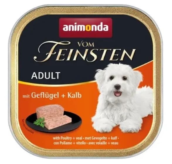 Animonda Vom Feinsten Poultry & Veal, Koiran märkäruoka, Adult, Viljaton, 150 g – Animonda