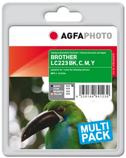 AGFAPHOTO APB223SETD-mustekasettipakkaus, musta, syaani, magenta, keltainen, 4 kpl