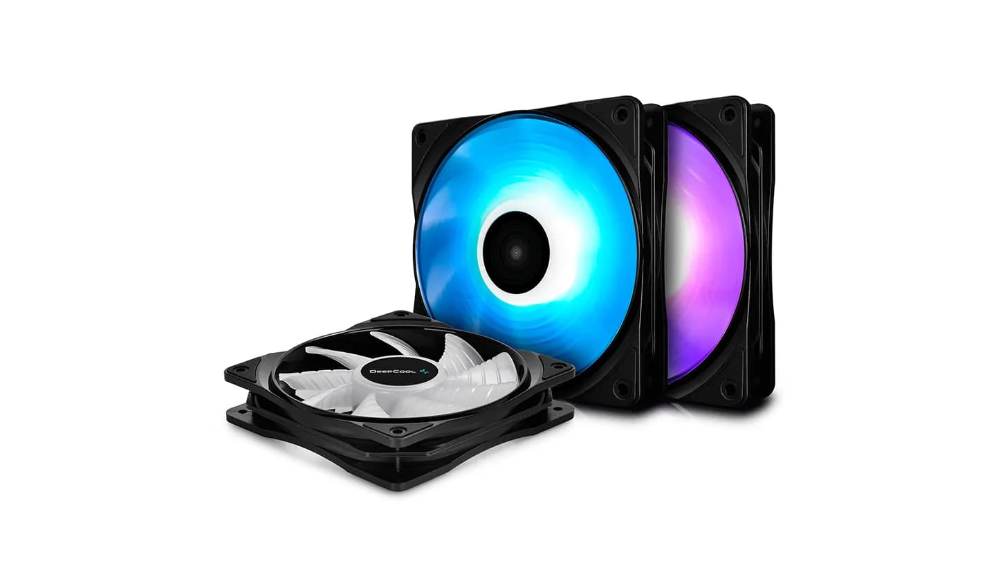 DeepCool RF120 RGB PWM -kotelotuuletin, 120 mm, 3 kappaleen pakkaus, musta