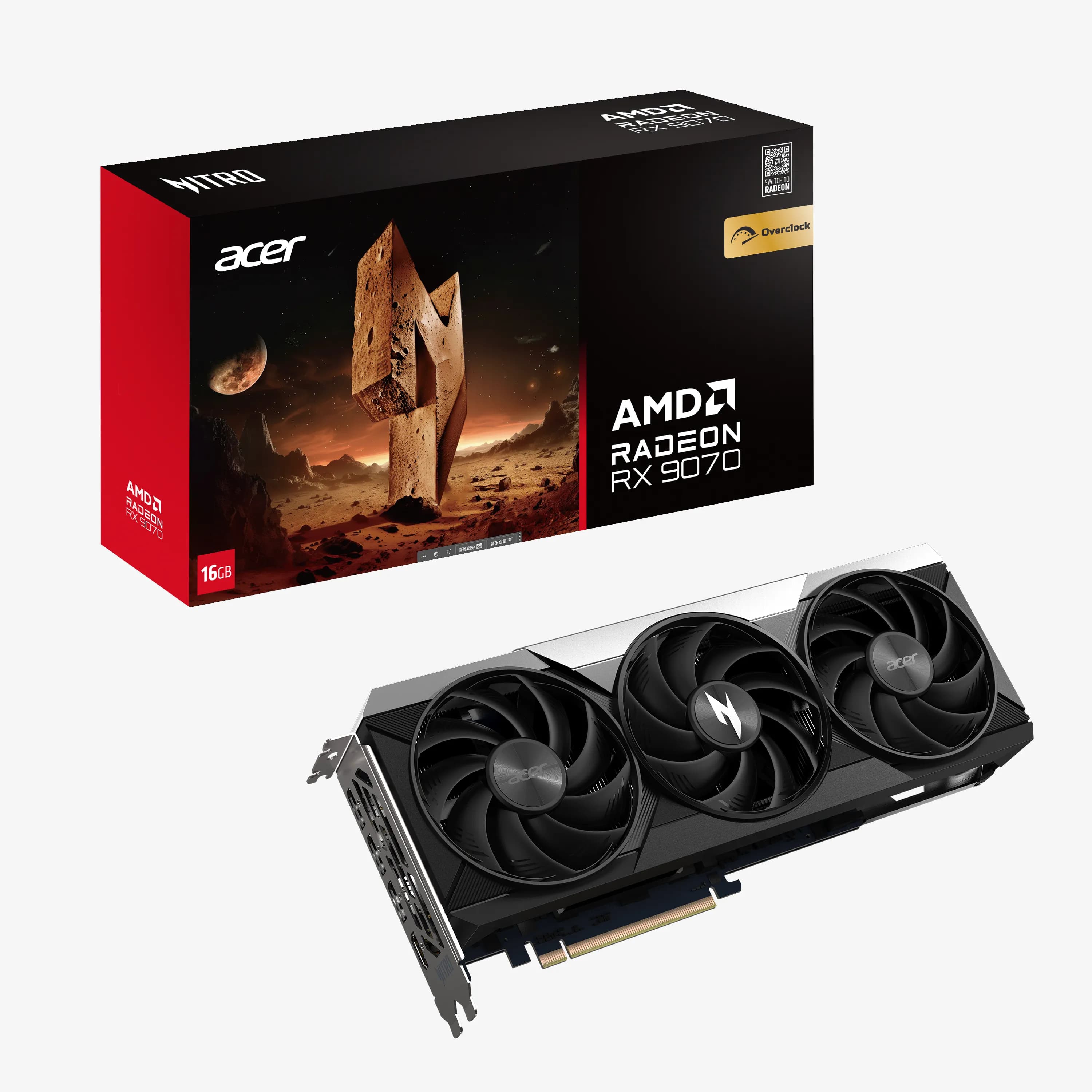 Acer Radeon RX 9070 Nitro OC 16 Gt -näytönohjain – Acer