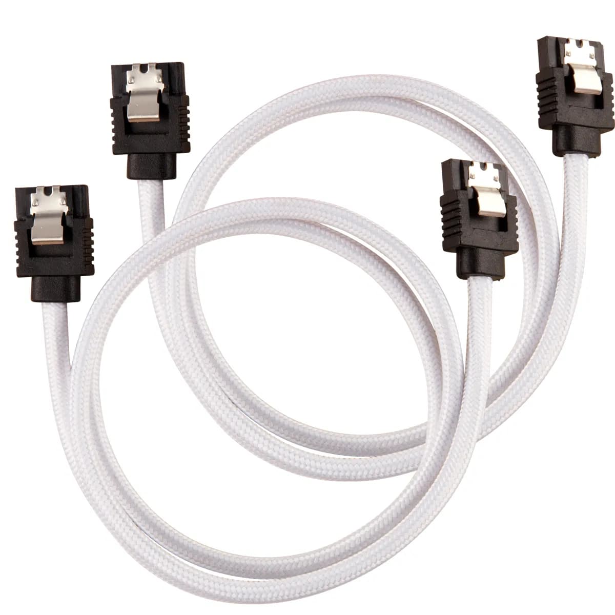 CORSAIR Premium Sleeved SATA Data Cable Set with Straight Connectors White 60cm – Corsair