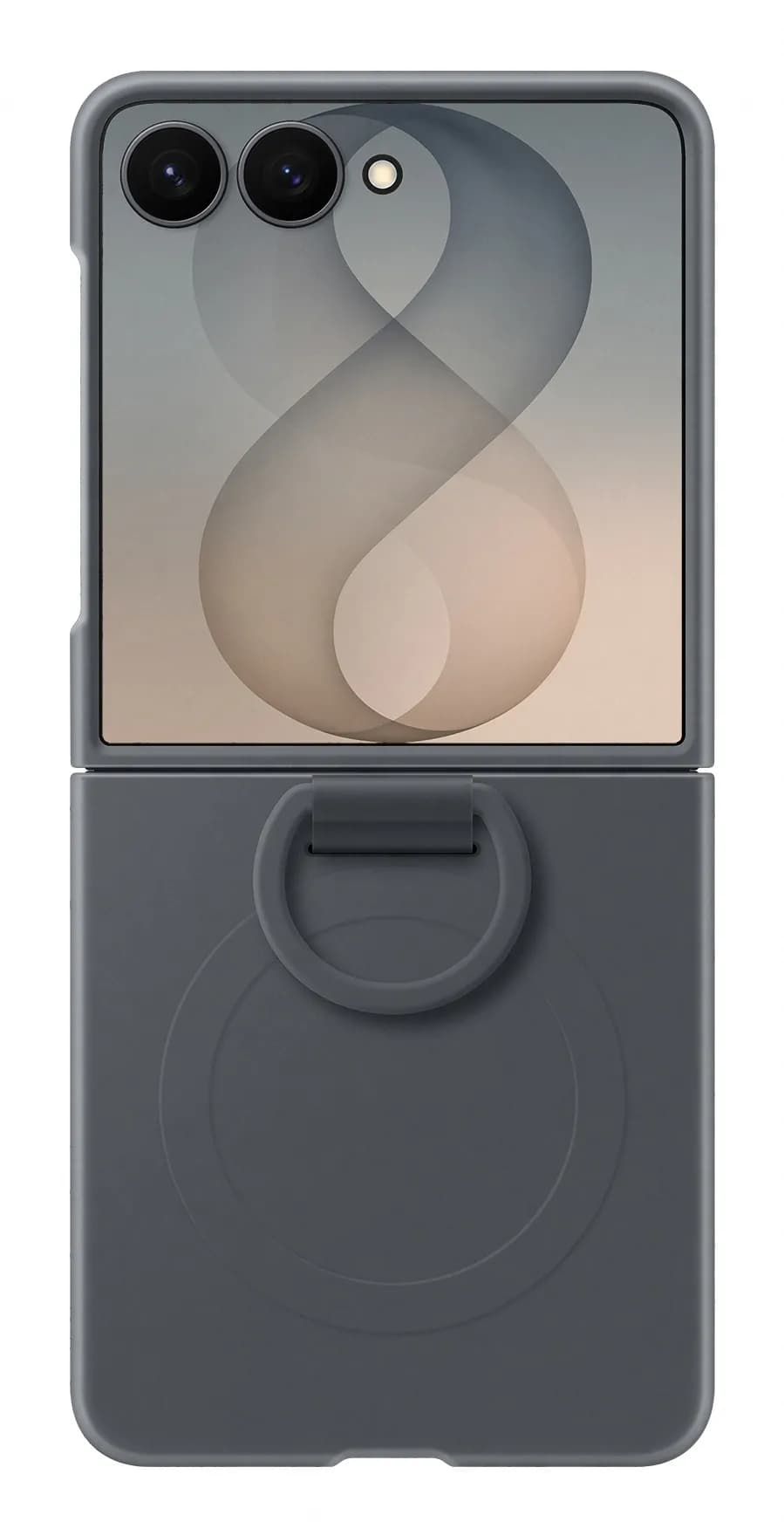 Samsung Galaxy Z Flip8 Silicone Ring Magnet Case -suojakuori, Grafiitti