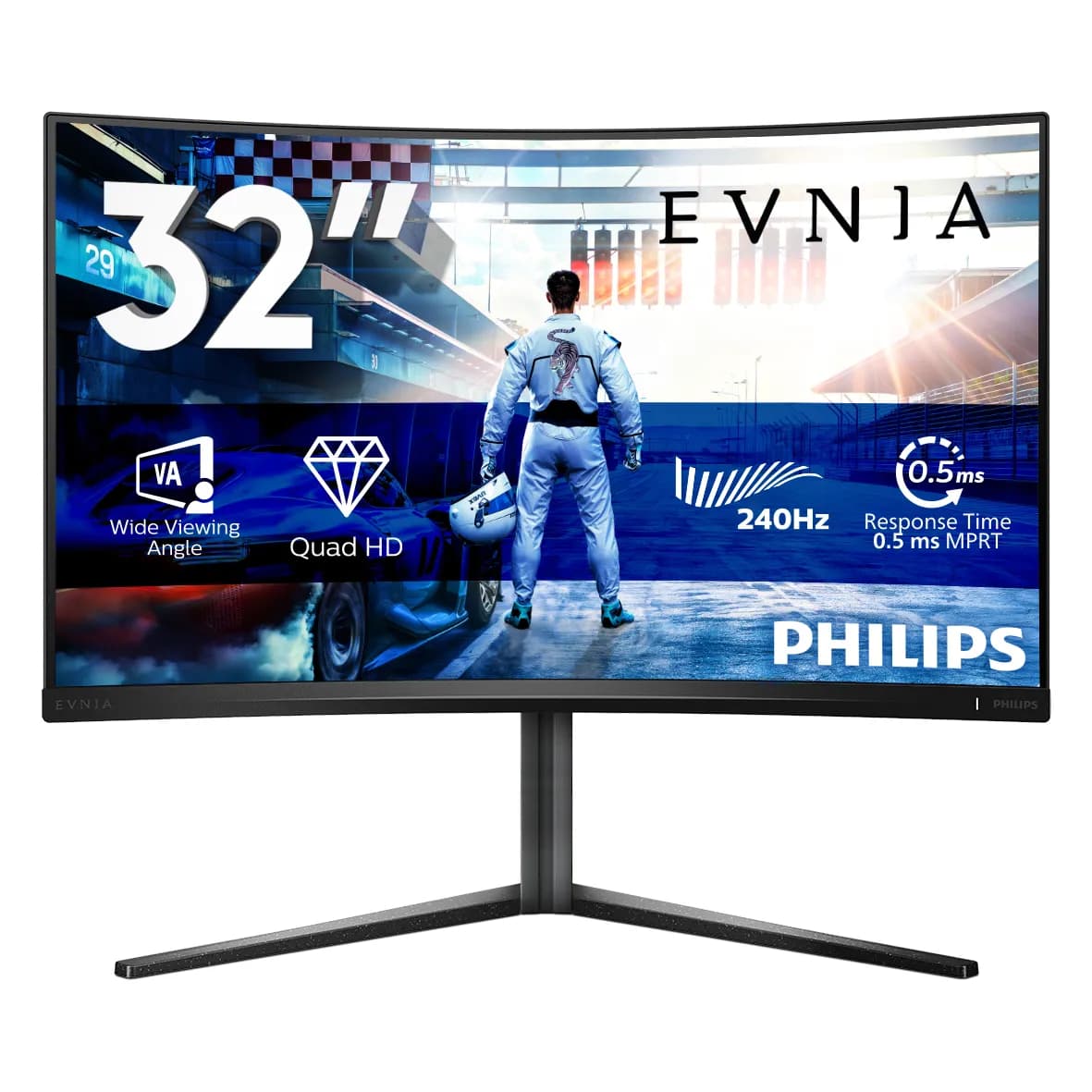 Philips Evnia 32M2C5500W/00 32" QHD, VA, 240Hz -kaareva pelinäyttö