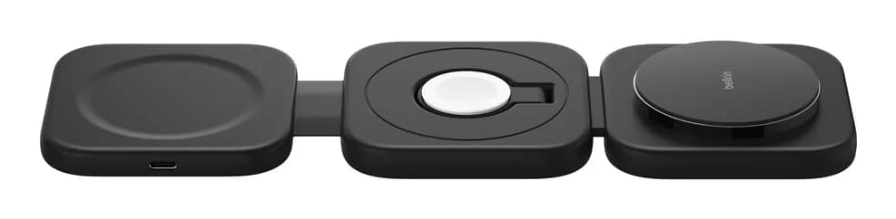 Belkin Boost Charge Pro 3 in 1 Folding Travel Wireless Charging Pad with Qi2 Magnetic 15w with travel tips -langaton laturi, Musta
