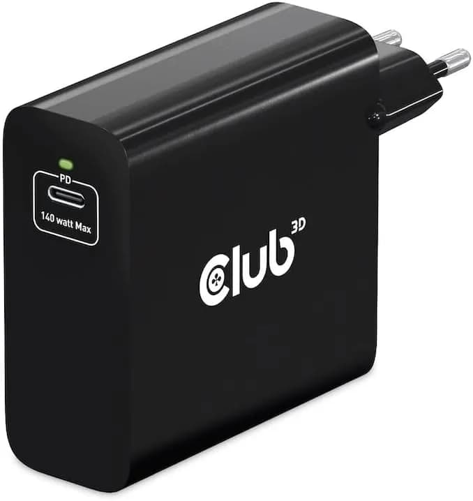Club 3D 140W GaN, USB C PD 3.1 -laturi, Musta – Club 3D