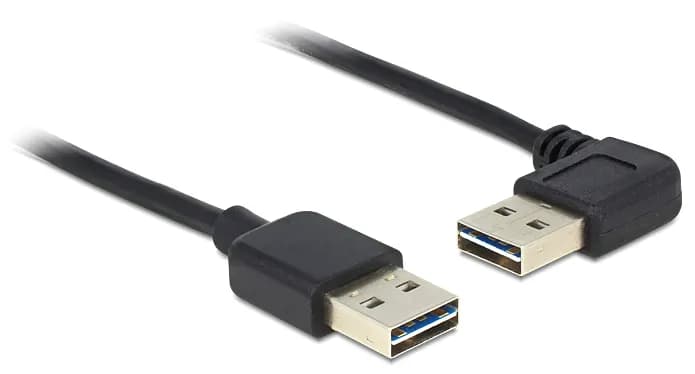 DeLOCK USB-A -kaapeli, käännettävä, kulmaliitin, 1 m, musta – Delock