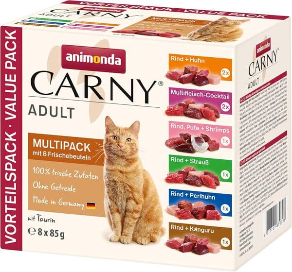 Animonda Carny Adult Poultry Mix, Kissan märkäruoka, Viljaton, 8 x 85 g – Animonda