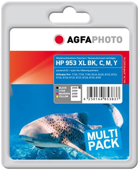 AGFAPHOTO APHP953SETXL XL-mustekasettipakkaus, musta, syaani, magenta, keltainen, 4 kpl