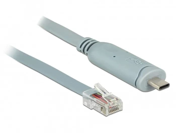 De-Lock 1 m Adapter USB 2.0 Type-C – RJ45 -kaapeli, Harmaa