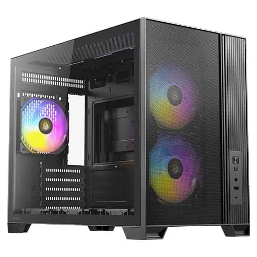Antec FLUX M -micro-ATX-kotelo ikkunalla ja RGB-valaistuksella, musta – ANTEC