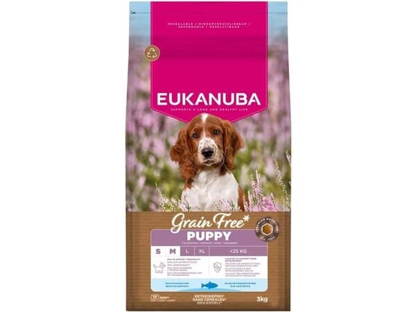 Eukanuba Grain Free Puppy Small/Medium Ocean Fish, Koiran kuivaruoka, 3 kg