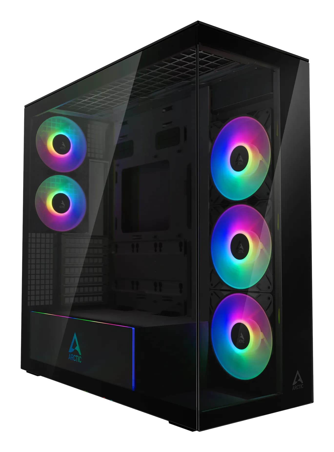 Arctic Xtender -miditornikotelo ikkunalla ja RGB-valaistuksella, Mirror Black – ARCTIC