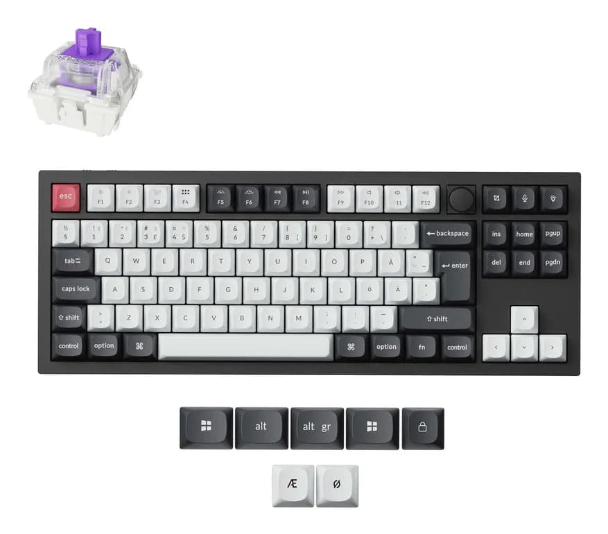 Keychron Q3 HE 80% -langaton mekaaninen pelinäppäimistö, Gateron 2.0 Magnetic, hiilenmusta
