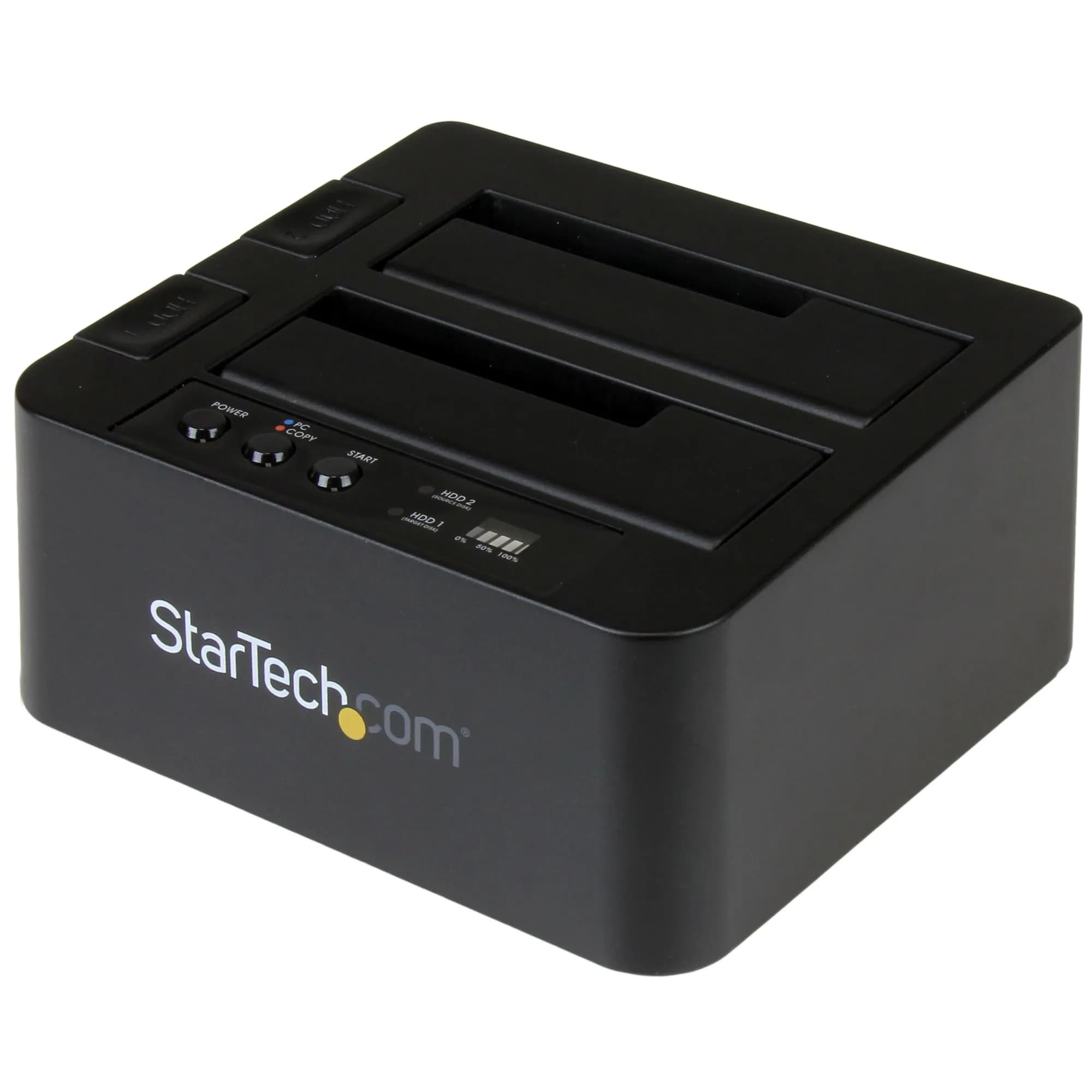 StarTech SDOCK2U313R kaksipaikkainen HDD/SSD-telakka, 2,5" / 3,5", USB 3.2 Gen 2, offline-kloonaus, musta