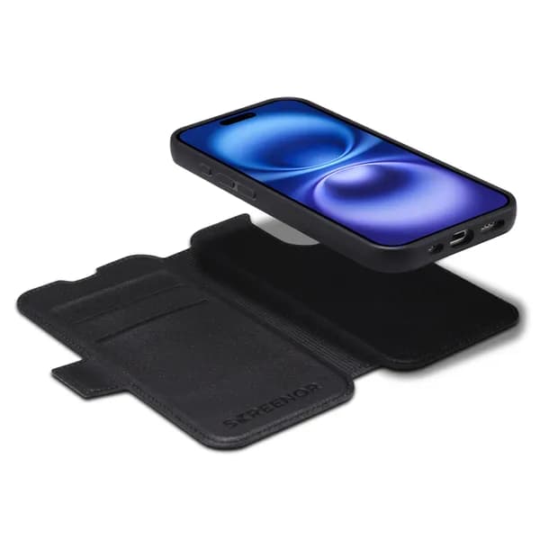 Screenor First 2-in-1, iPhone 17, MagSafe -lompakkokotelo, Musta – SCREENOR