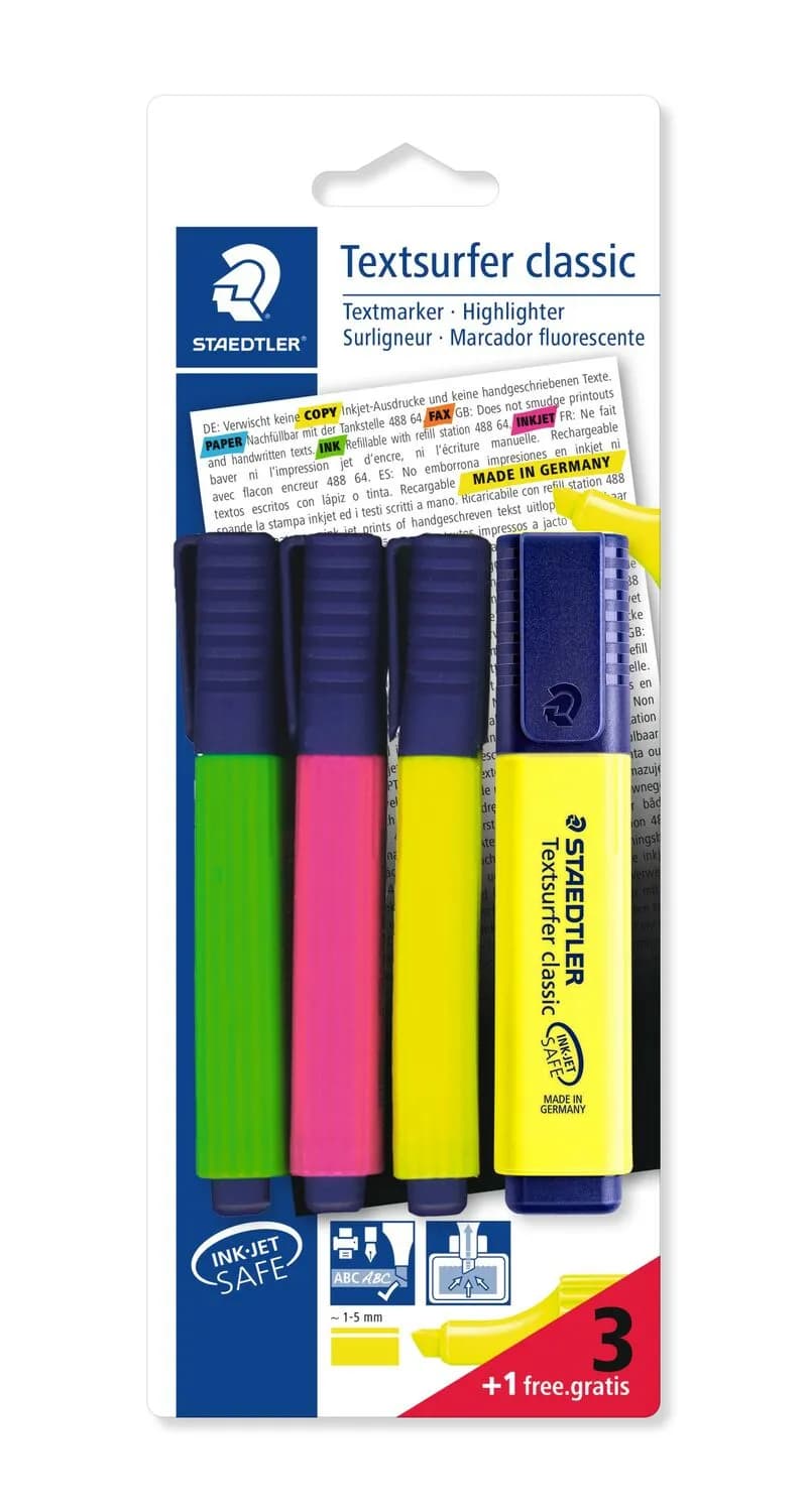 Highlighter Textsurfer 3+1 ass blister (4) – STAEDTLER