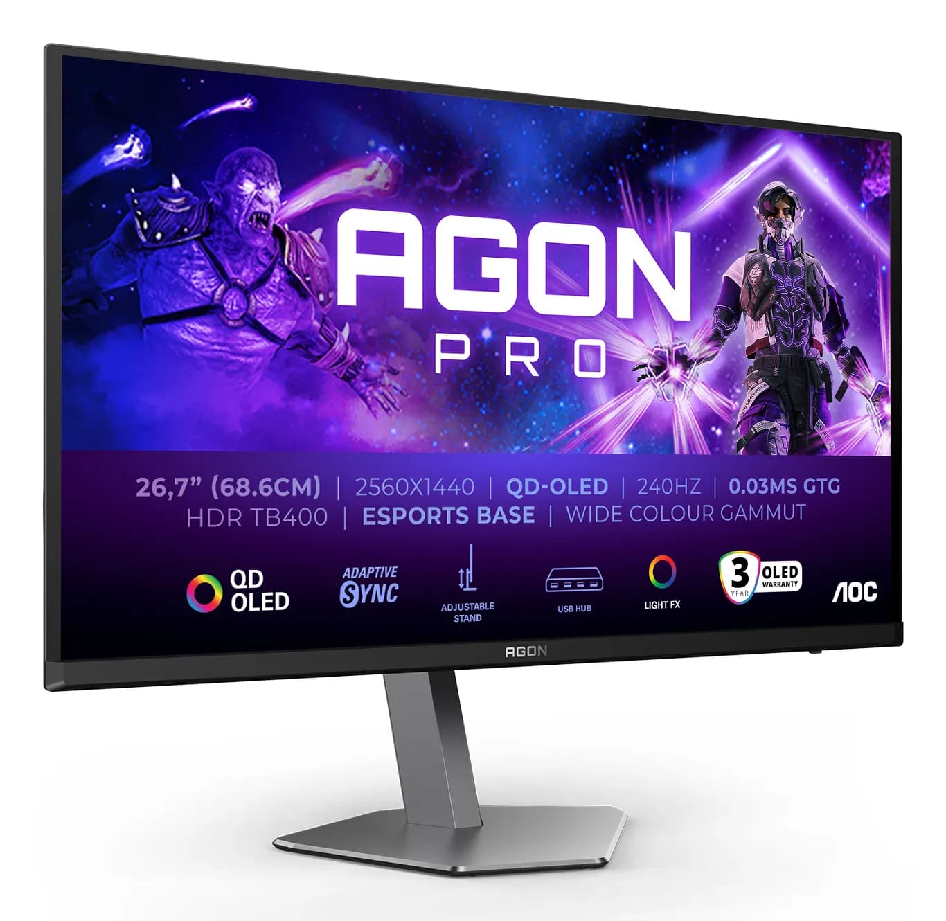 AOC AGON PRO AG276QZD2 27" QHD, QD-OLED -pelinäyttö, 240Hz – AOC