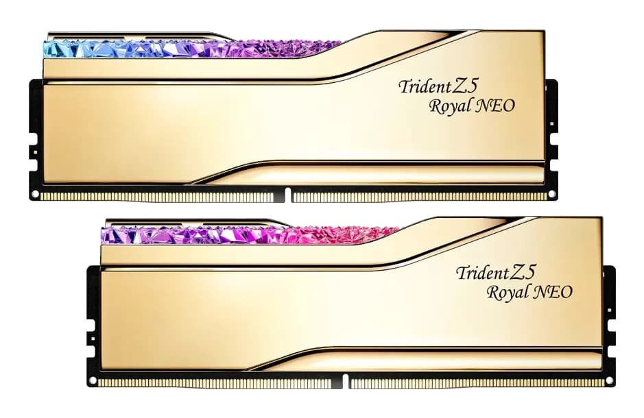 G.SKILL Trident Z5 Royal Neo RGB 32 Gt (2 x 16 Gt) DDR5 6000 MHz, CL28 -muisti, kulta (EXPO) – G.SKILL