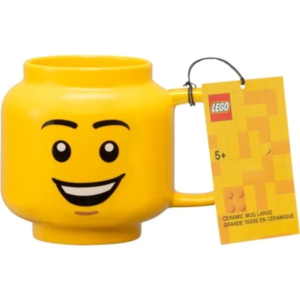 Room Copenhagen LEGO ceramic mug Happy Boy, large (yellow) – ROOM COPENHAGEN