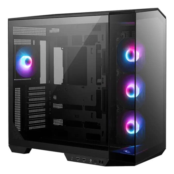 MSI MAG PANO 100R PZ -miditornikotelo ikkunalla ja RGB-valaistuksella, musta