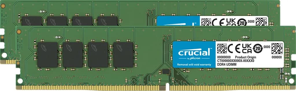 Crucial 64 Gt (2 x 32 Gt) DDR4 3200 MHz, CL22 -muisti, vihreä