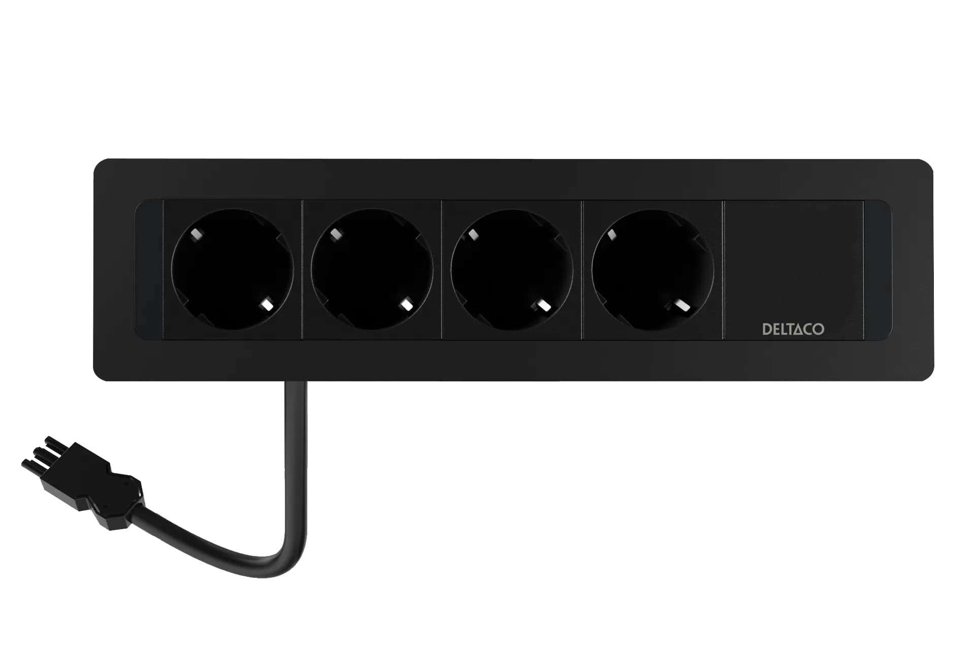 Deltaco Office -pöytään upotettava virtapaneeli, 4 pistorasiaa, musta