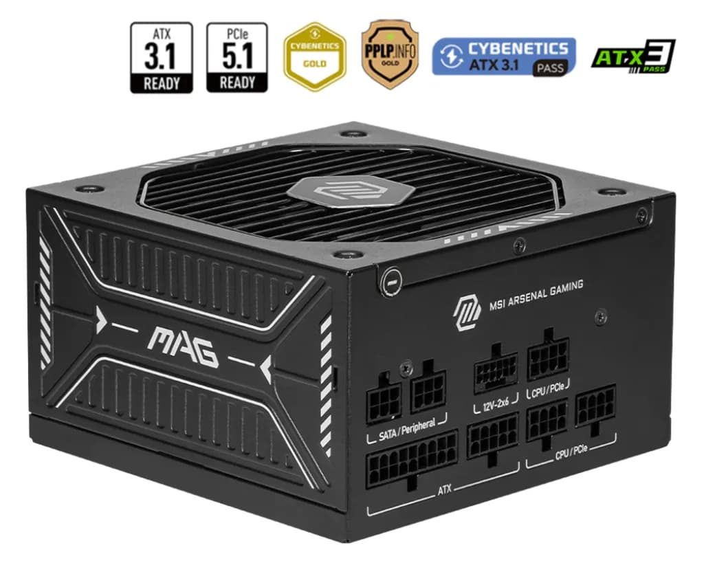 MSI MAG A750GLS PCIE5 750W -virtalähde, 80 Plus Gold – MSI
