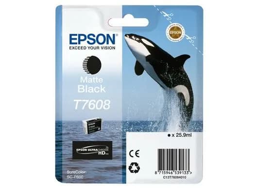 Epson T7608-mustekasetti, 25.9 ml, mattamusta – Epson