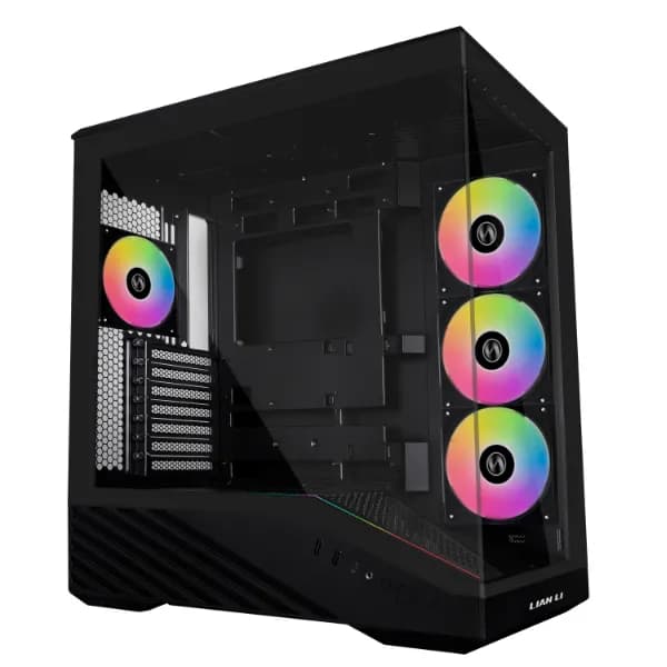 Lian Li Vector V100 -miditornikotelo ikkunalla ja RGB-valaistuksella, musta