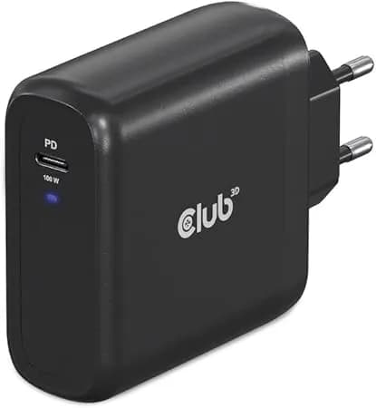 Club 3D 100W GaN USB-C PD3.0 -laturi, Musta – Club 3D